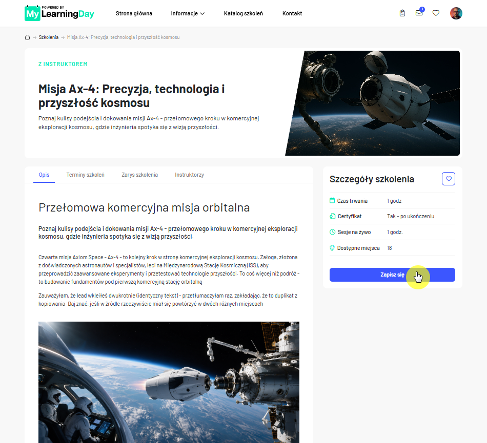 lms mylearningday samodzielny zapis